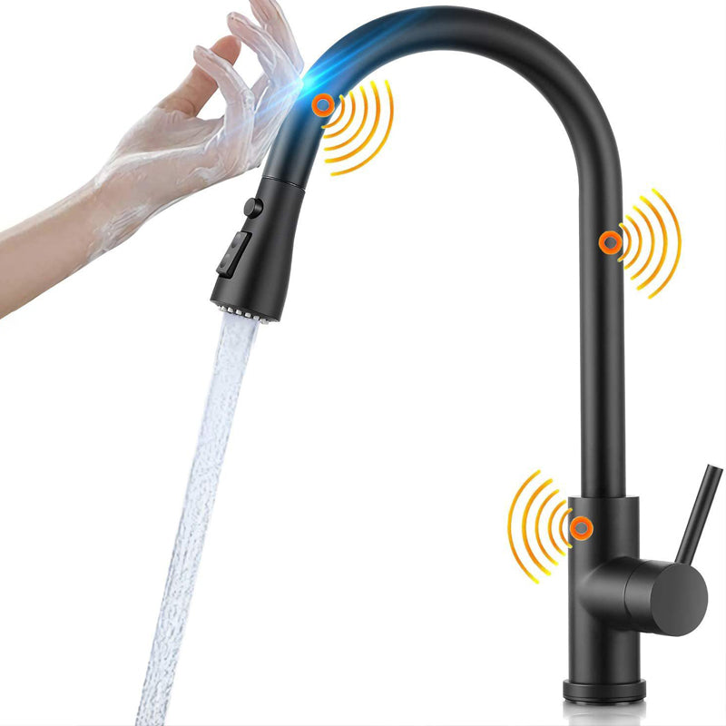 Modern Kitchen Sink Faucet Swivel Spout High Arch Touch Sensor with Pull down Sprayer