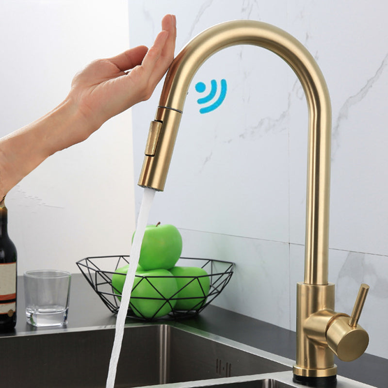 Modern Kitchen Sink Faucet Swivel Spout High Arch Touch Sensor with Pull down Sprayer