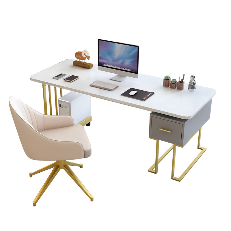 Modern Stone Office Desk Rectangular Shape Task Desk with 1-Drawers for Office