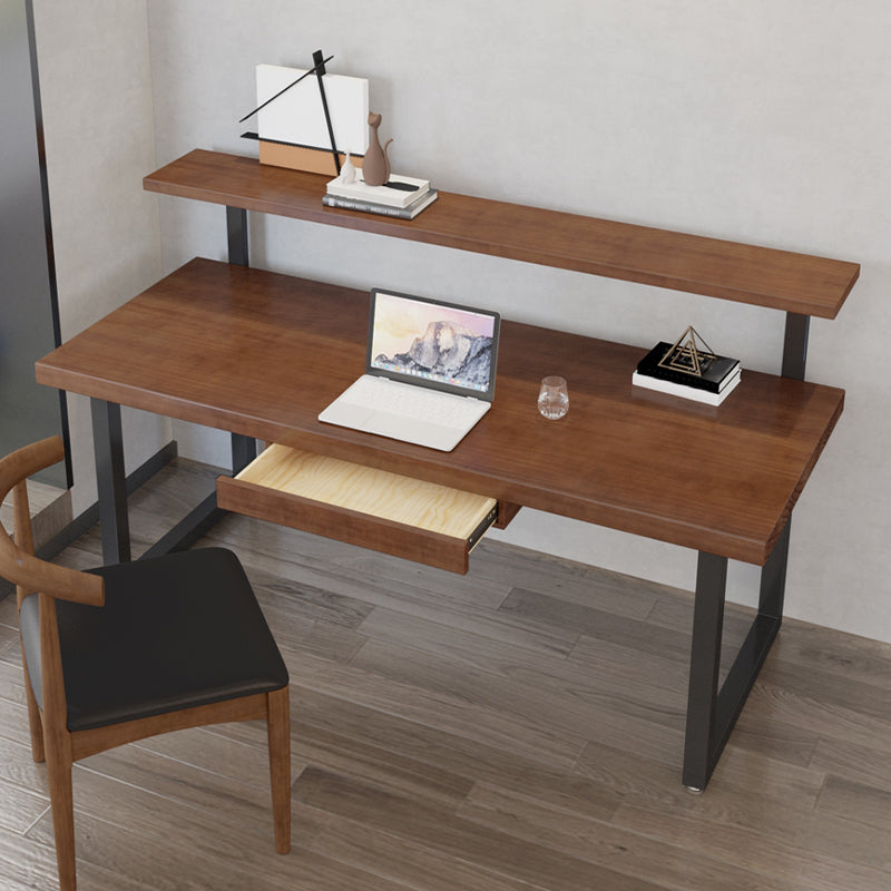 Modern Solid Wood Office Desk Rectangular Shape Computer Desk with 2-Legs for Home