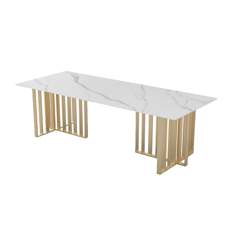 Rectangular Shaped Office Conference Table Slate Writing Desk in White