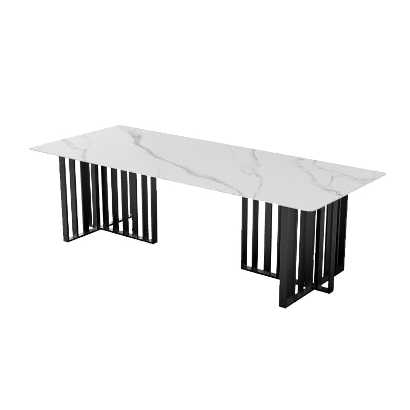 Rectangular Shaped Office Conference Table Slate Writing Desk in White