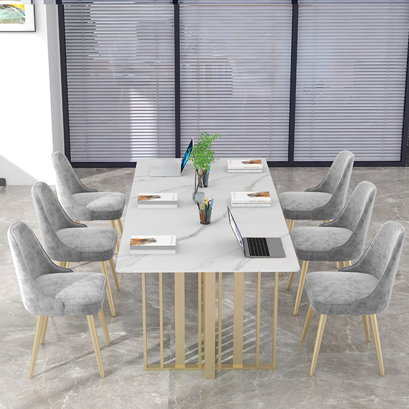 Rectangular Shaped Office Conference Table Slate Writing Desk in White