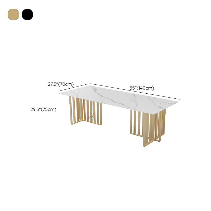 Rectangular Shaped Office Conference Table Slate Writing Desk in White