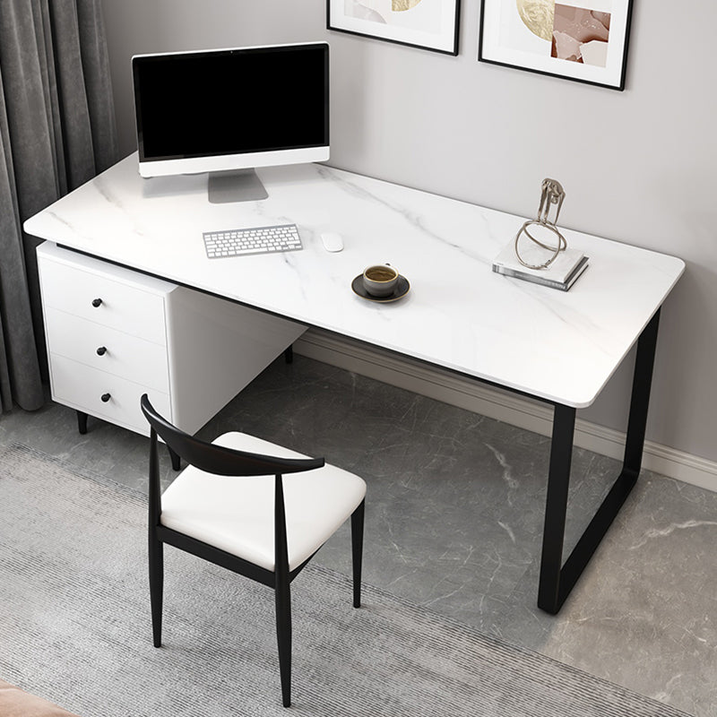 3 Drawers Writing Desk Rectangular Shaped Office Desk in Black/White