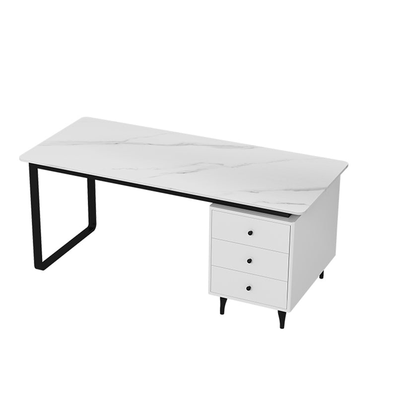 3 Drawers Writing Desk Rectangular Shaped Office Desk in Black/White