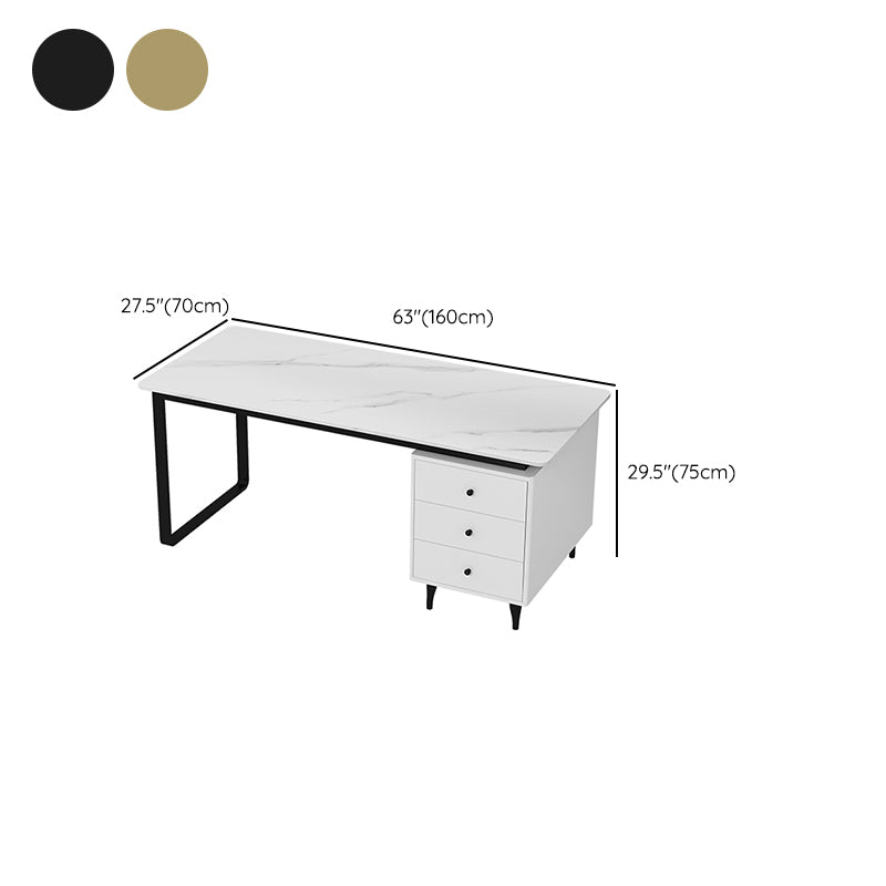 3 Drawers Writing Desk Rectangular Shaped Office Desk in Black/White