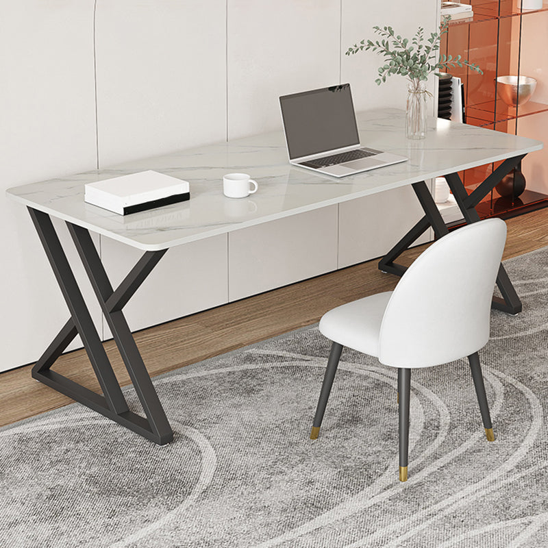 Industrial Style Office Desk Rectangular Shaped Task Desk in White for Office