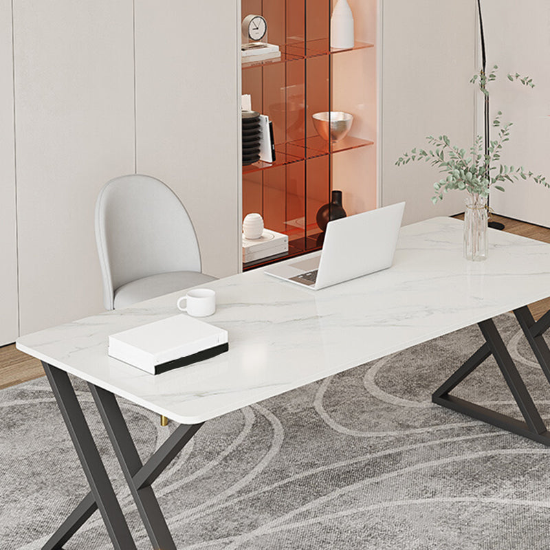 Industrial Style Office Desk Rectangular Shaped Task Desk in White for Office