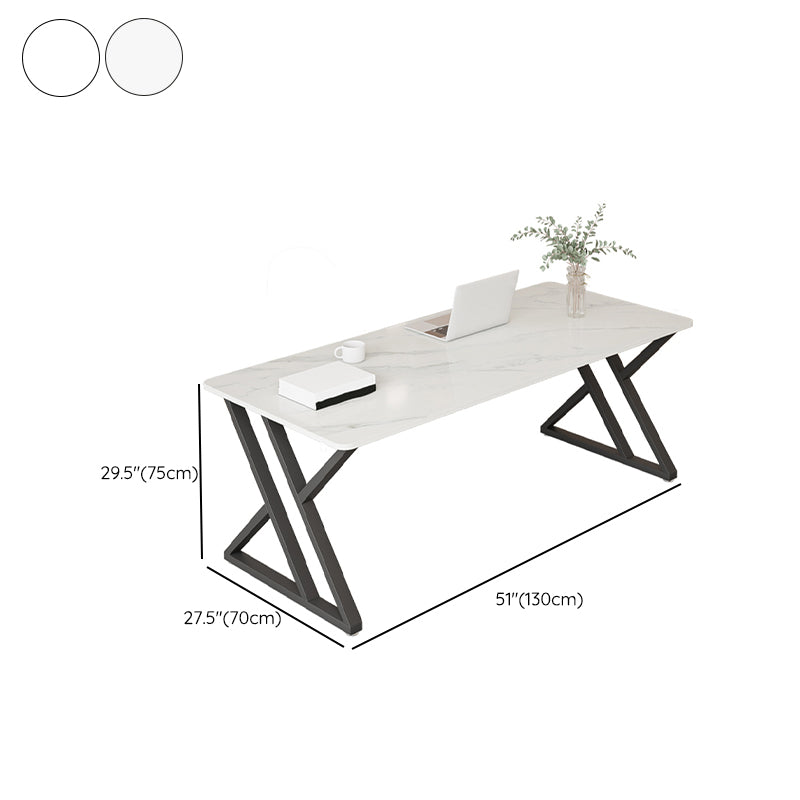 Industrial Style Office Desk Rectangular Shaped Task Desk in White for Office