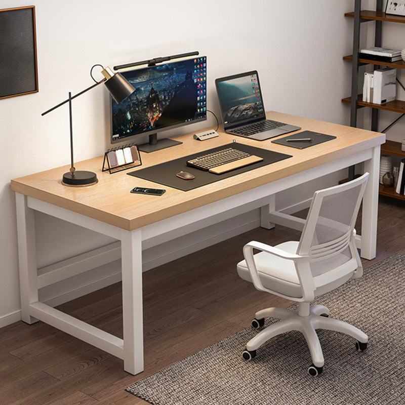 Wooden Rectangular Computer Desk Modern 29.13" Tall Gaming Desk with Steel Legs