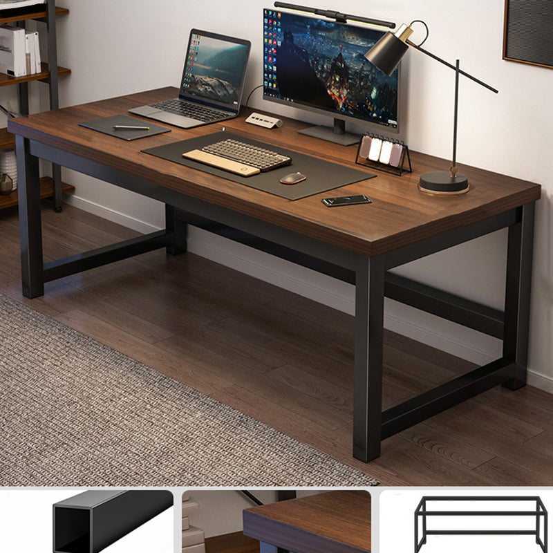 Wooden Rectangular Computer Desk Modern 29.13" Tall Gaming Desk with Steel Legs