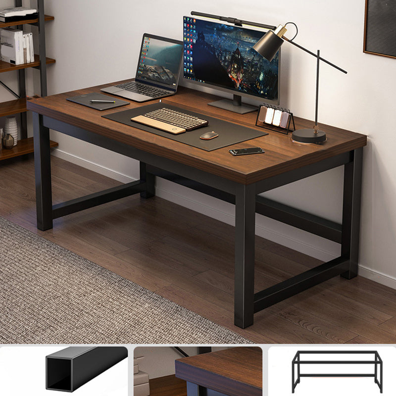 Wooden Rectangular Computer Desk Modern 29.13" Tall Gaming Desk with Steel Legs