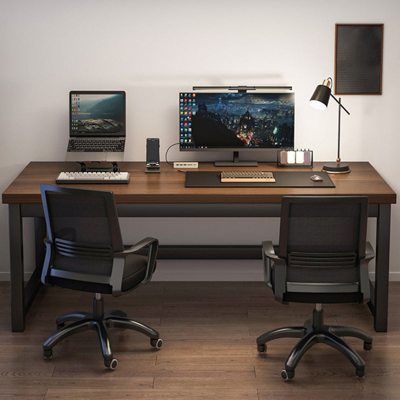 Wooden Rectangular Computer Desk Modern 29.13" Tall Gaming Desk with Steel Legs