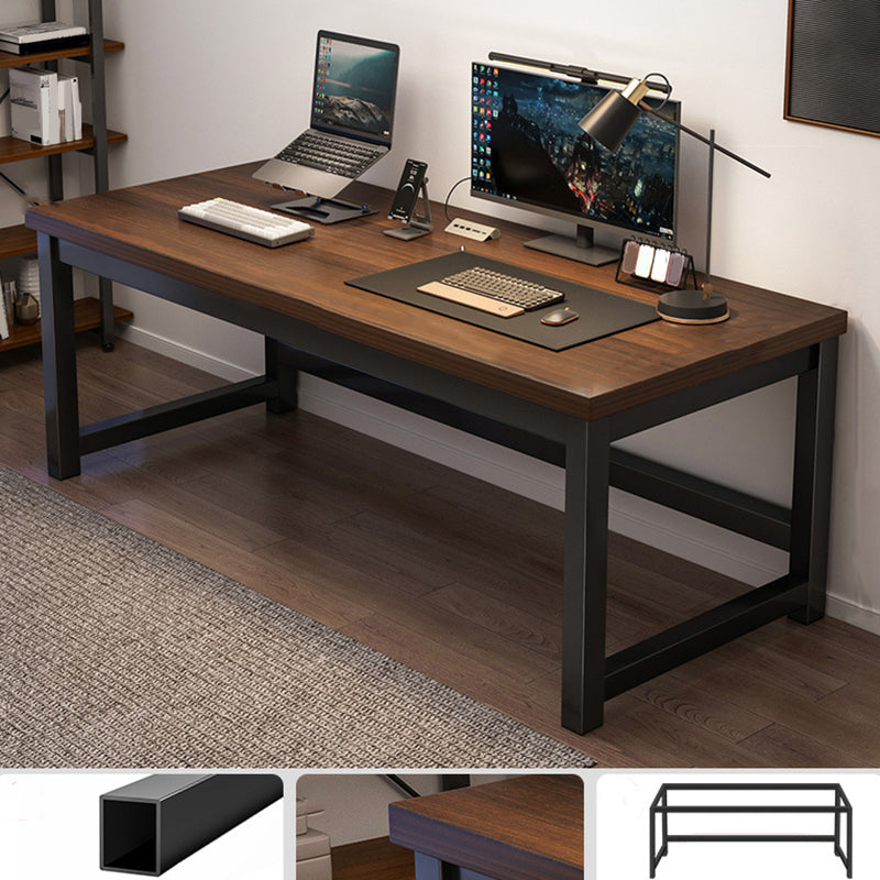 Wooden Rectangular Computer Desk Modern 29.13" Tall Gaming Desk with Steel Legs