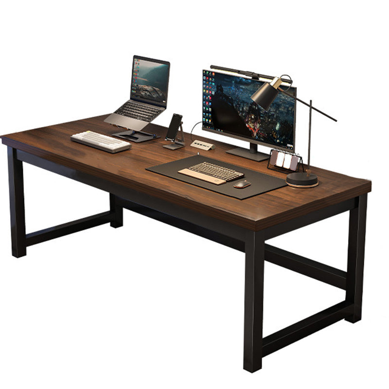 Wooden Rectangular Computer Desk Modern 29.13" Tall Gaming Desk with Steel Legs