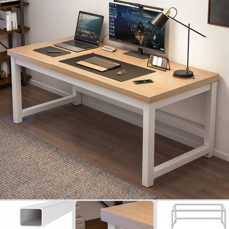 Wooden Rectangular Computer Desk Modern 29.13" Tall Gaming Desk with Steel Legs