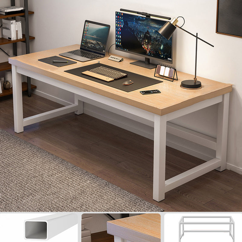 Wooden Rectangular Computer Desk Modern 29.13" Tall Gaming Desk with Steel Legs