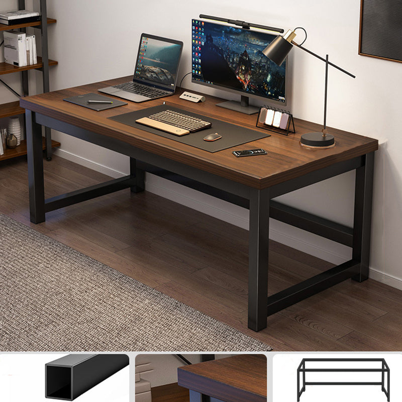 Wooden Rectangular Computer Desk Modern 29.13" Tall Gaming Desk with Steel Legs