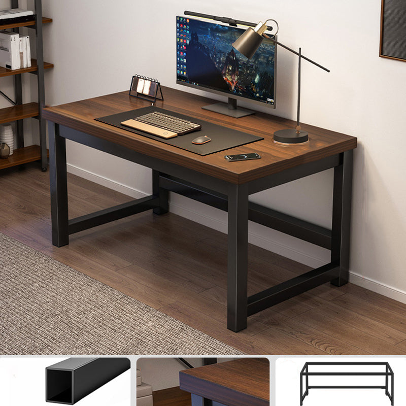 Wooden Rectangular Computer Desk Modern 29.13" Tall Gaming Desk with Steel Legs