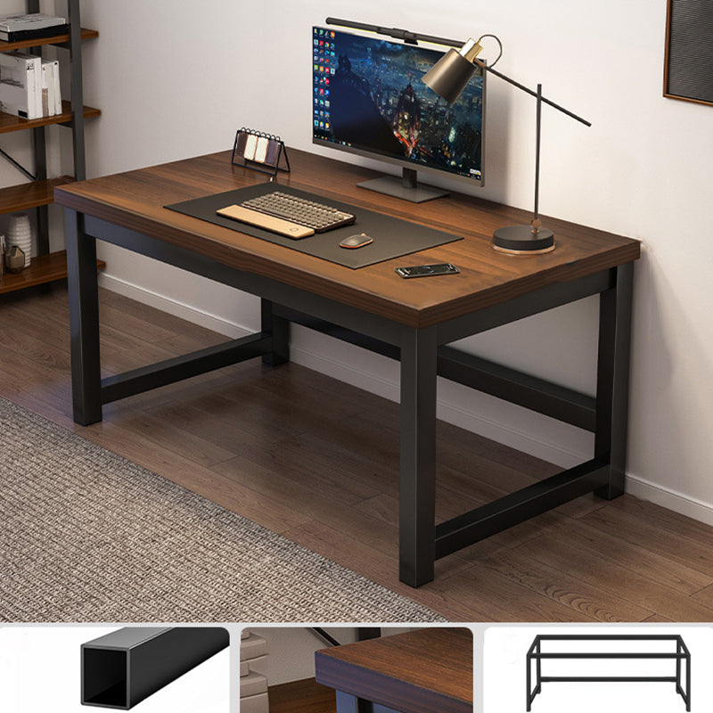 Wooden Rectangular Computer Desk Modern 29.13" Tall Gaming Desk with Steel Legs