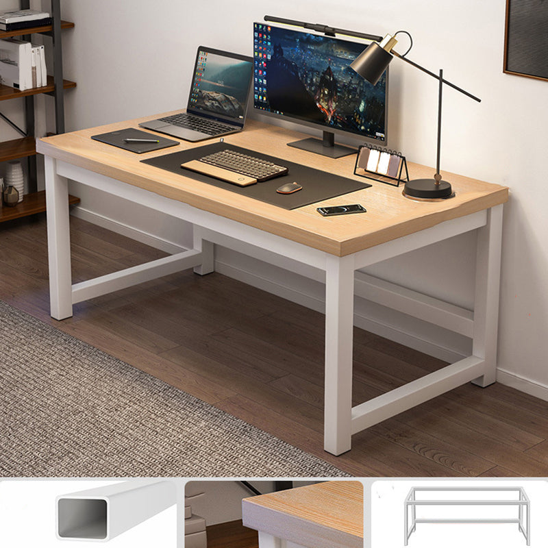 Wooden Rectangular Computer Desk Modern 29.13" Tall Gaming Desk with Steel Legs