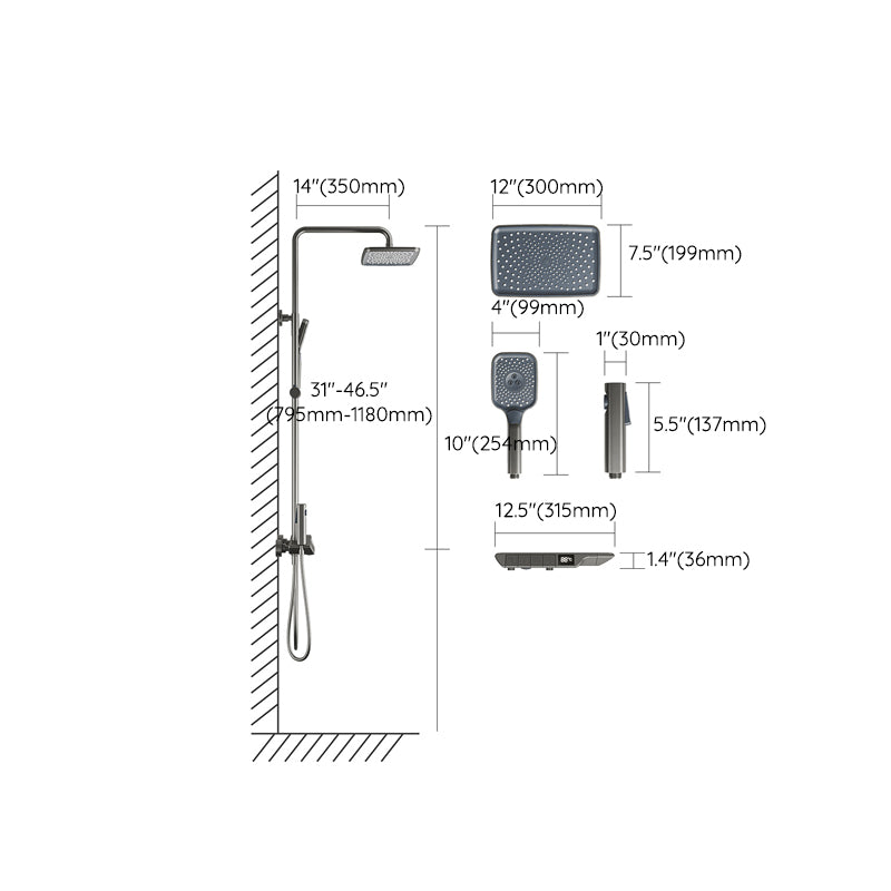 Chrome Shower System Modern Wall Mounted Shower Combo for Bathroom