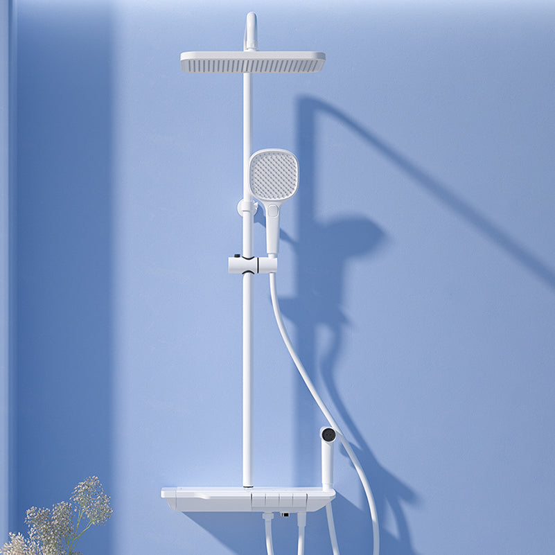 White Wall Mounted Shower Head Combo Contemporary Shower System