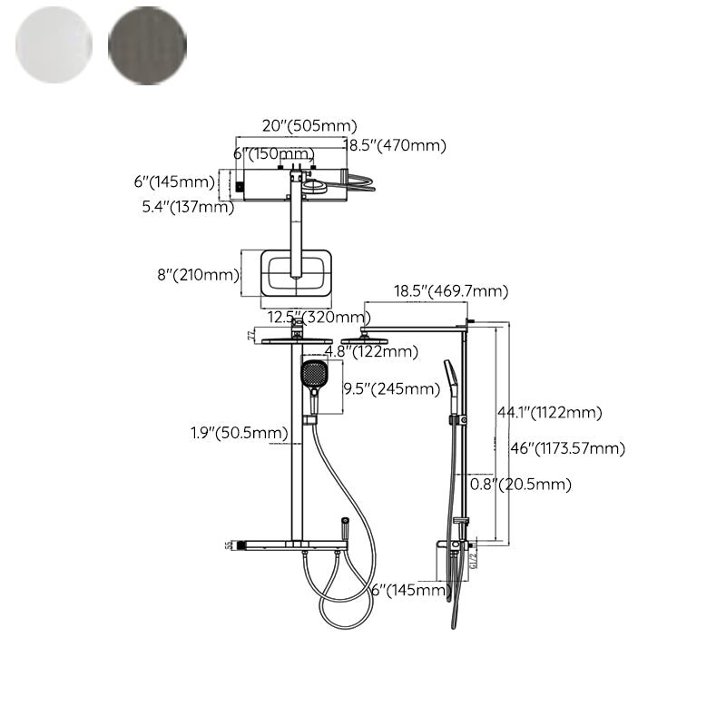 Contemporary Adjustable Spray Pattern Wall Mounted Shower Head Combo