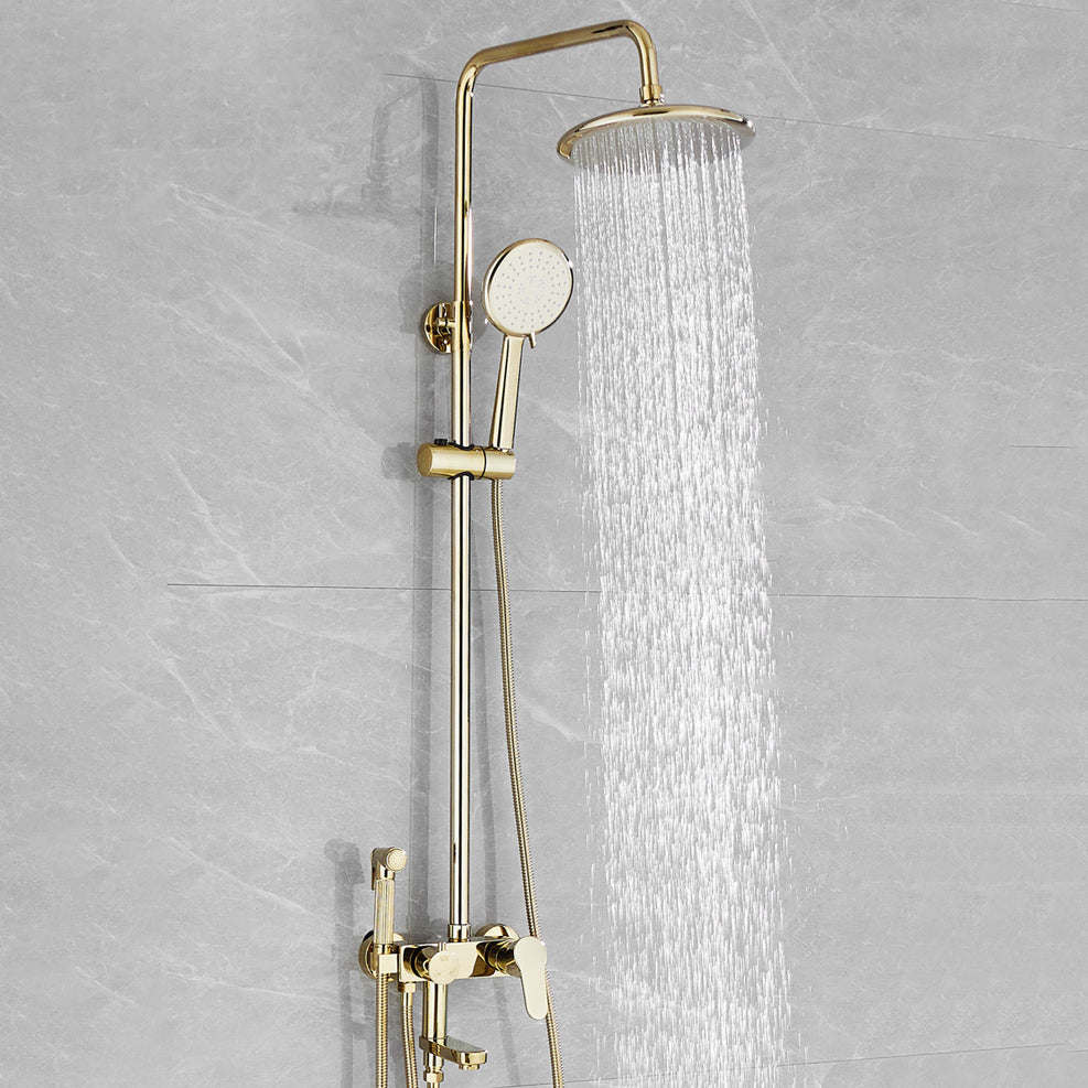 Contemporary Shower Head Combo Gold Wall Mounted Shower System