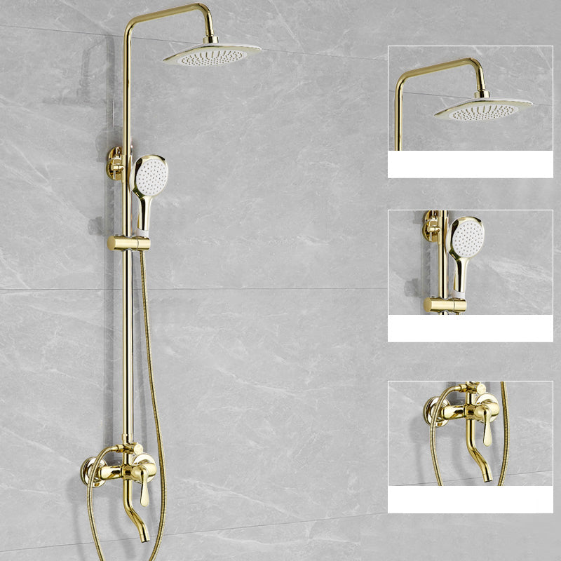 Contemporary Shower Head Combo Gold Wall Mounted Shower System