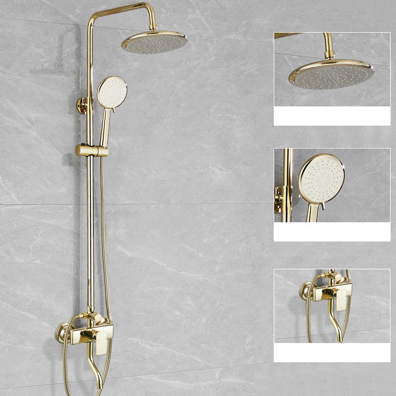 Contemporary Shower Head Combo Gold Wall Mounted Shower System