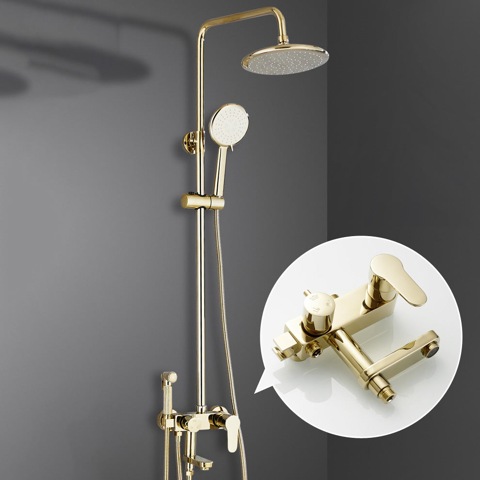 Contemporary Shower Head Combo Gold Wall Mounted Shower System