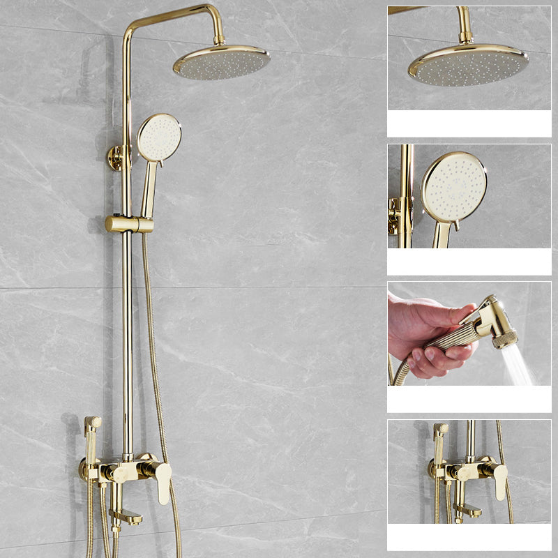 Contemporary Shower Head Combo Gold Wall Mounted Shower System