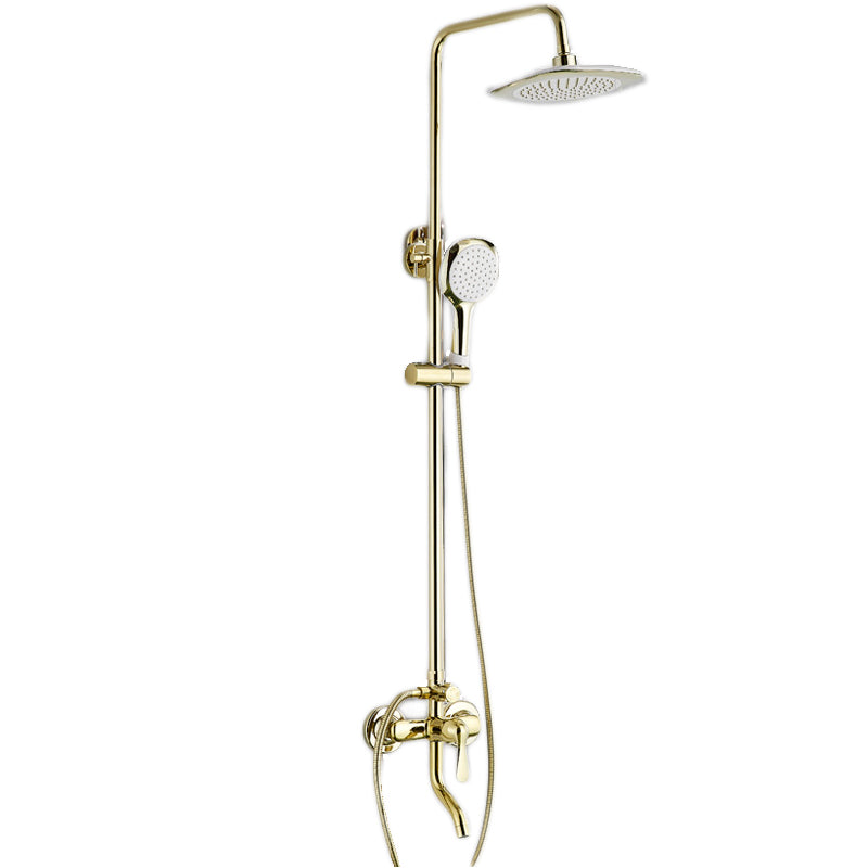 Contemporary Shower Head Combo Gold Wall Mounted Shower System