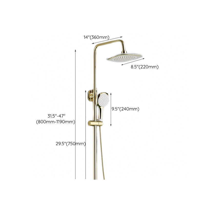 Contemporary Shower Head Combo Gold Wall Mounted Shower System