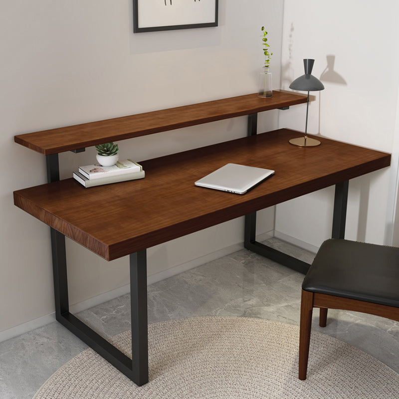 Modern Solid Wood Office Desk Rectangular Shape Computer Desk with 2-Legs for Home