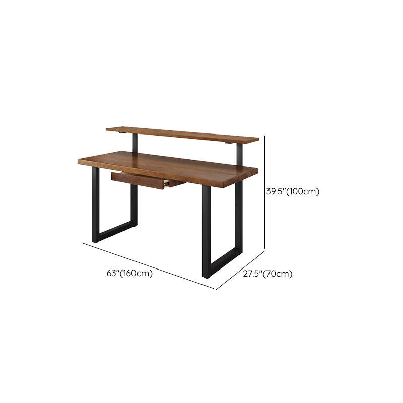 Modern Solid Wood Office Desk Rectangular Shape Computer Desk with 2-Legs for Home