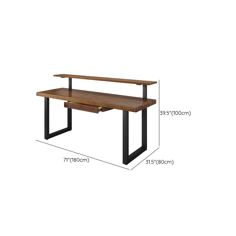 Modern Solid Wood Office Desk Rectangular Shape Computer Desk with 2-Legs for Home