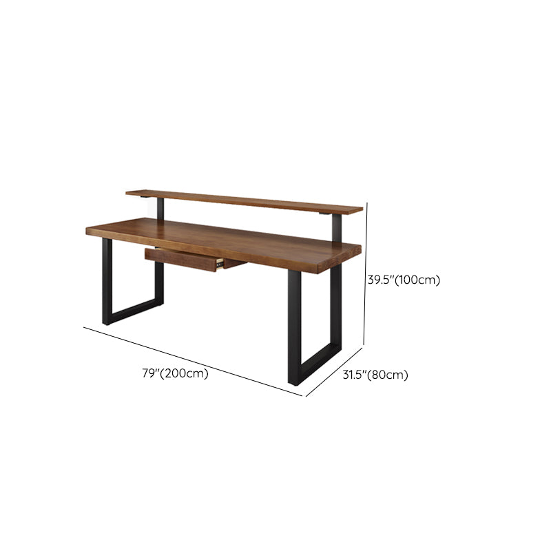 Modern Solid Wood Office Desk Rectangular Shape Computer Desk with 2-Legs for Home