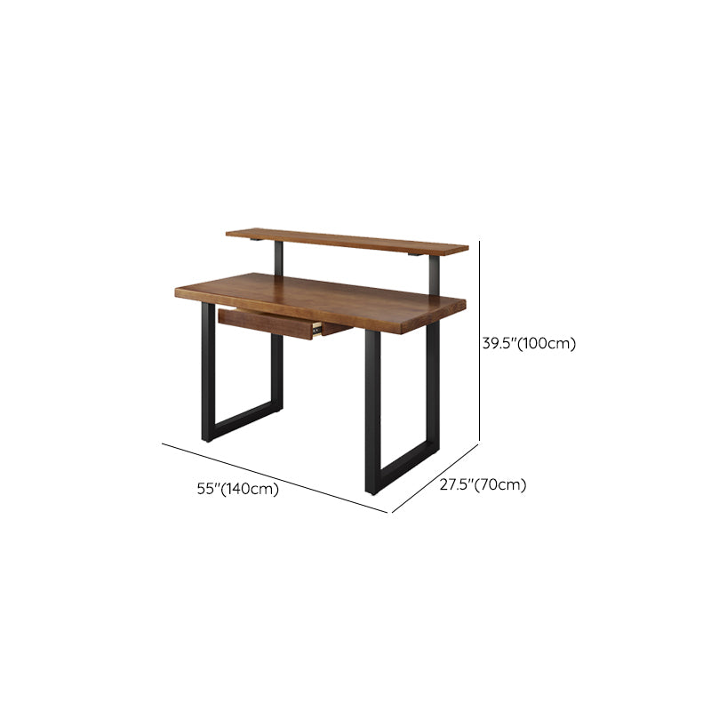 Modern Solid Wood Office Desk Rectangular Shape Computer Desk with 2-Legs for Home