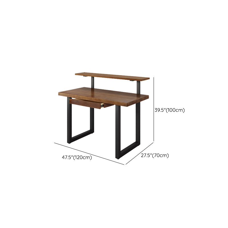 Modern Solid Wood Office Desk Rectangular Shape Computer Desk with 2-Legs for Home