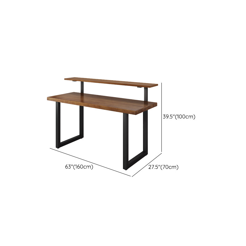 Modern Solid Wood Office Desk Rectangular Shape Computer Desk with 2-Legs for Home