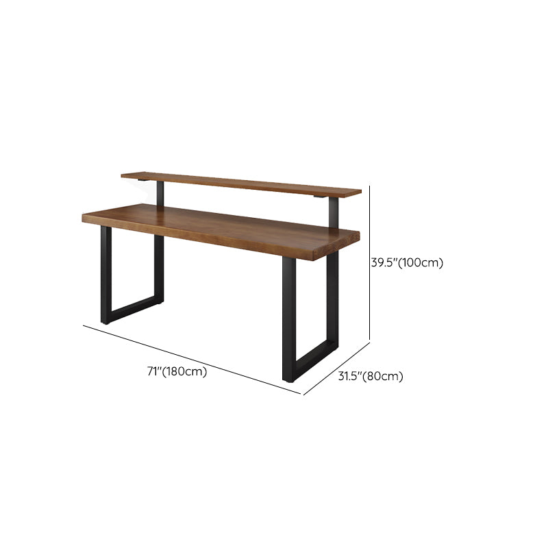 Modern Solid Wood Office Desk Rectangular Shape Computer Desk with 2-Legs for Home