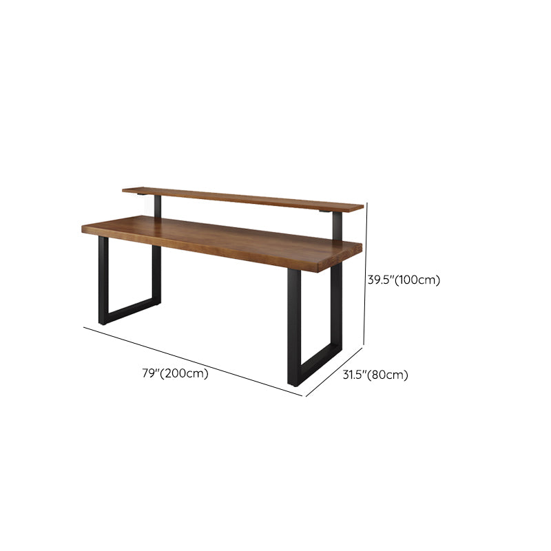 Modern Solid Wood Office Desk Rectangular Shape Computer Desk with 2-Legs for Home