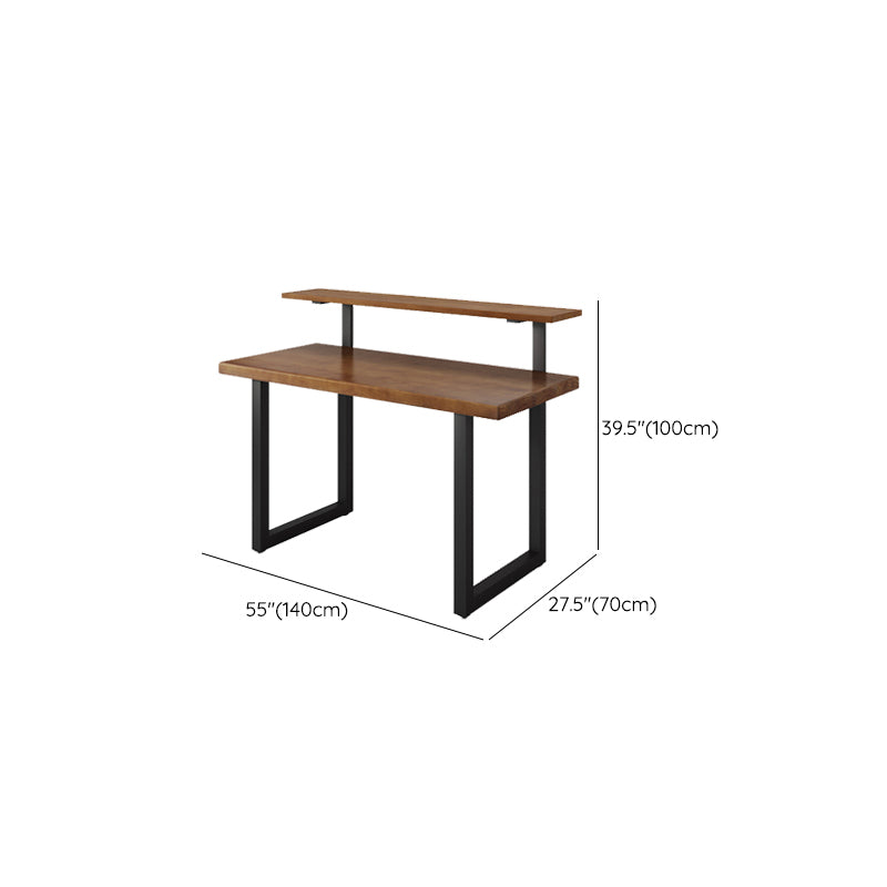 Modern Solid Wood Office Desk Rectangular Shape Computer Desk with 2-Legs for Home