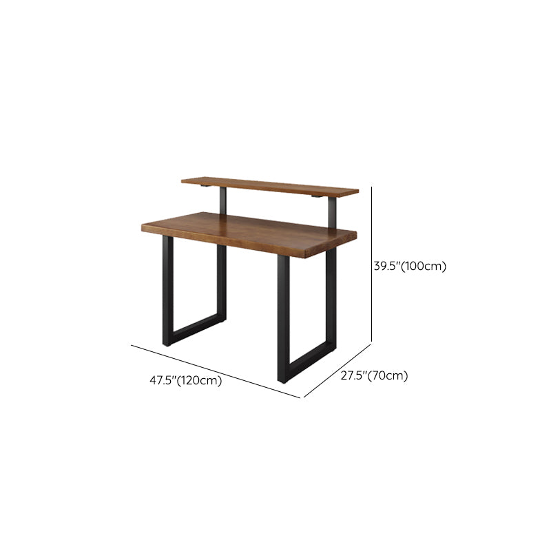 Modern Solid Wood Office Desk Rectangular Shape Computer Desk with 2-Legs for Home