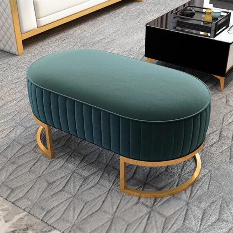 Modern Style Seating Bench Glam Upholstered Bench with Gold Legs