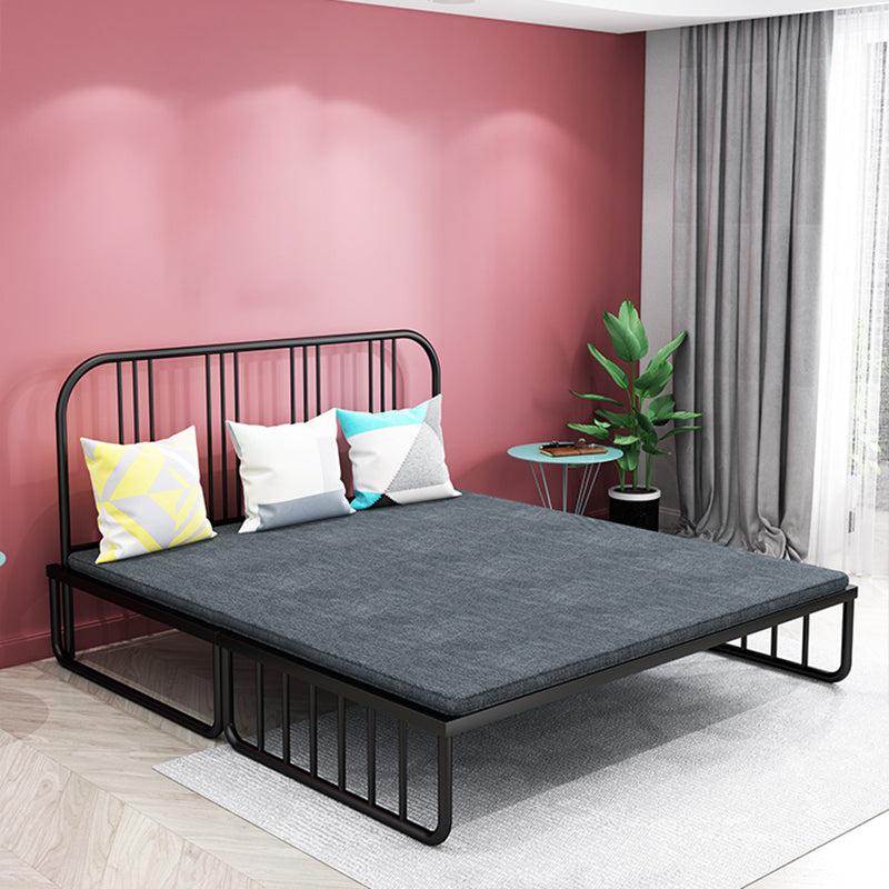 Metal Open Frame Daybed with Mattress Contemporary Daybed in Pure Black