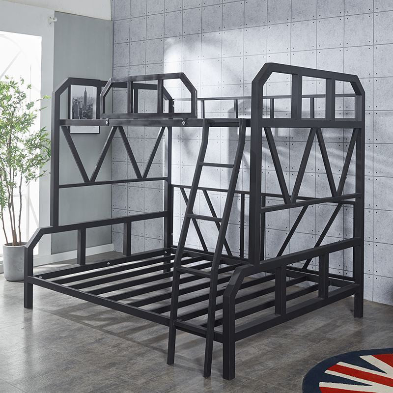 Queen Over Queen Standard Bunk Bed Modern Metal Bunk Bed in Black